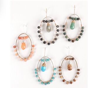 Boho Earrings Beige and Green